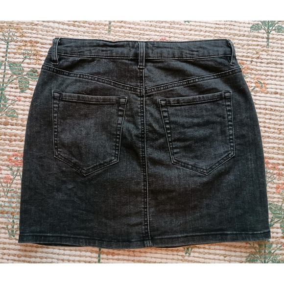 Garage Black Denim Lace Front Mini Skirt Sz. M Festival Wear City Punk Going Out - Picture 3 of 9